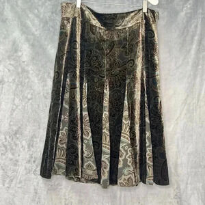 Ann Taylor Loft Paisley Print Velvet‎ with Silk Panels Skirt Size 16 Whimsygoth